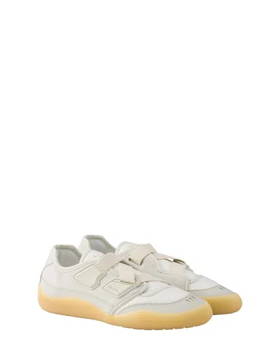 Prada Speedrock Technical Mesh And Leather Sneakers In White