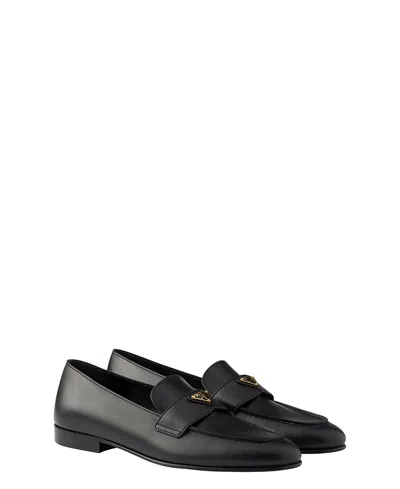 Prada Leather Loafers In Black