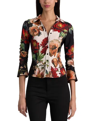 Alice And Olivia Freya Button Down Top In Multi