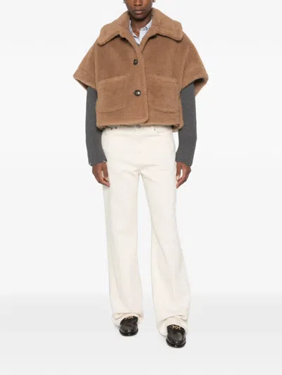 Max Mara Teddy Bear Cape Jacket In Brown