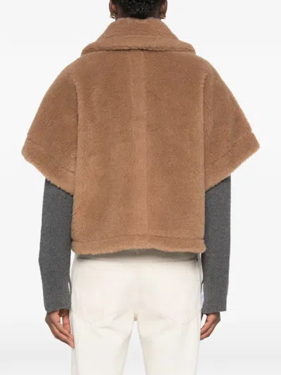 Max Mara Teddy Bear Cape Jacket In Brown