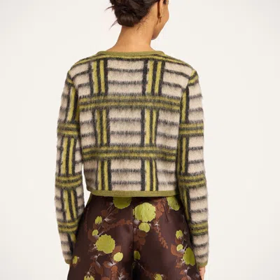 La Doublej Check-pattern Button-up Cardigan In Kells Check Ecru, Light Green, And Black