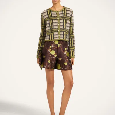 La Doublej Check-pattern Button-up Cardigan In Kells Check Ecru, Light Green, And Black