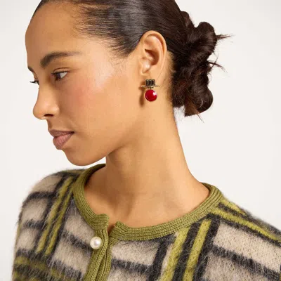 La Doublej Check-pattern Button-up Cardigan In Kells Check Ecru, Light Green, And Black
