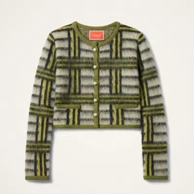 La Doublej Check-pattern Button-up Cardigan In Kells Check Ecru, Light Green, And Black