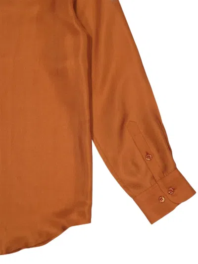 Paula Buttoned Silk Shirt In Orange