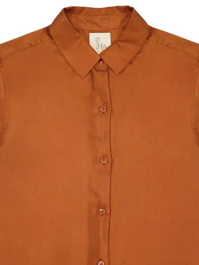 Paula Buttoned Silk Shirt In Orange