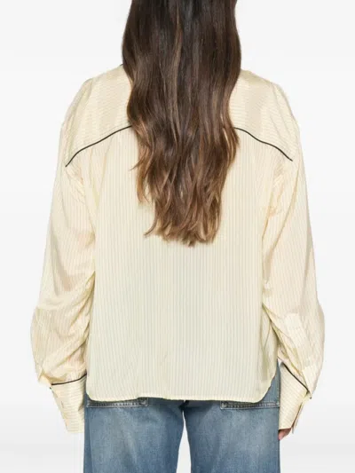 Plan C Striped Piped-trim Shirt In Neutral