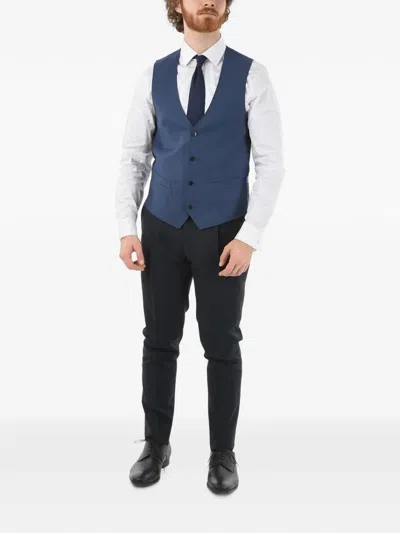 Corneliani Single-breasted Logo-print Waistcoat In Multi