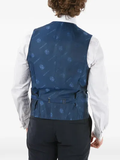 Corneliani Single-breasted Logo-print Waistcoat In Multi