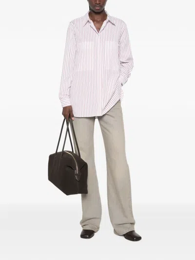 Herno Vertical-stripe Long-sleeve Shirt In Pink