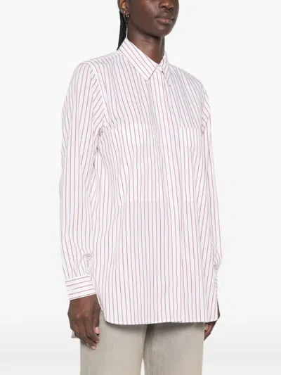 Herno Vertical-stripe Long-sleeve Shirt In Pink