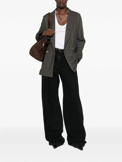 Herno Diagonal Jacquard Double Breasted Blazer In Gray