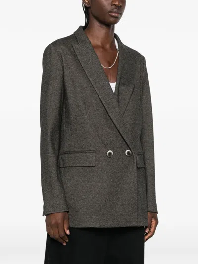 Herno Diagonal Jacquard Double Breasted Blazer In Gray