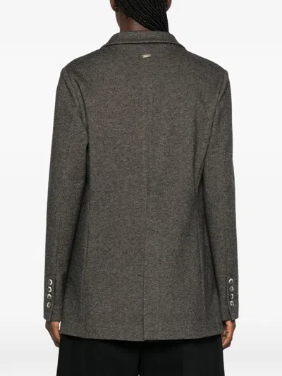 Herno Diagonal Jacquard Double Breasted Blazer In Gray