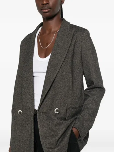 Herno Diagonal Jacquard Double Breasted Blazer In Gray