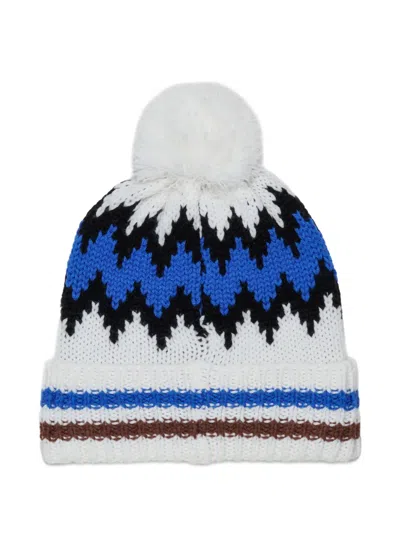 N°21 Pom-pom Intarsia-knit Beanie Hat In Gray