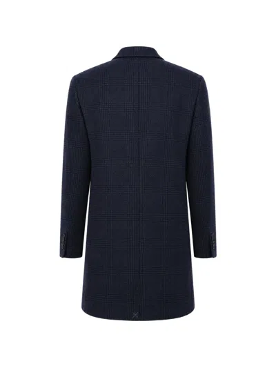 Corneliani District Check Virgin Wool Coat In Black