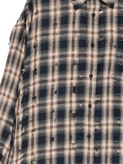 Juunj Distressed Check-pattern Shirt In Multi