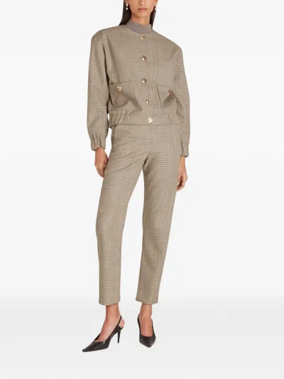 Violante Nessi Houndstooth-pattern Wool Bomber Jacket In Gray