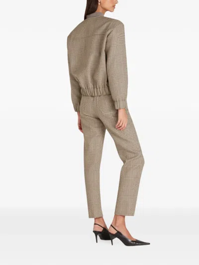 Violante Nessi Houndstooth-pattern Wool Bomber Jacket In Gray