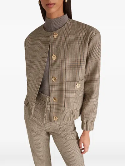 Violante Nessi Houndstooth-pattern Wool Bomber Jacket In Gray