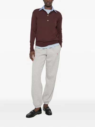 System Button-placket Sweater In Brown