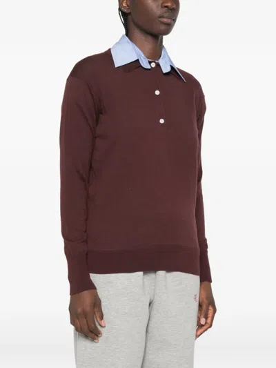 System Button-placket Sweater In Brown