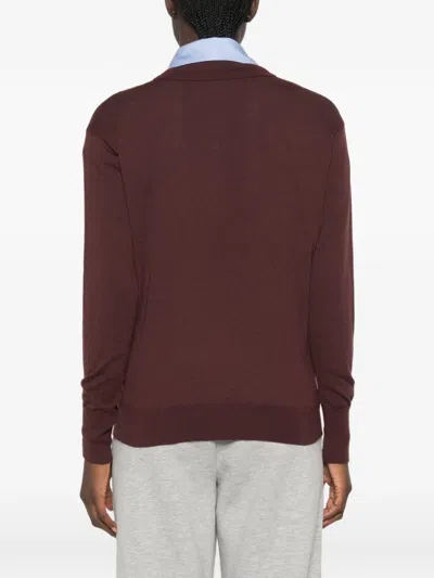 System Button-placket Sweater In Brown