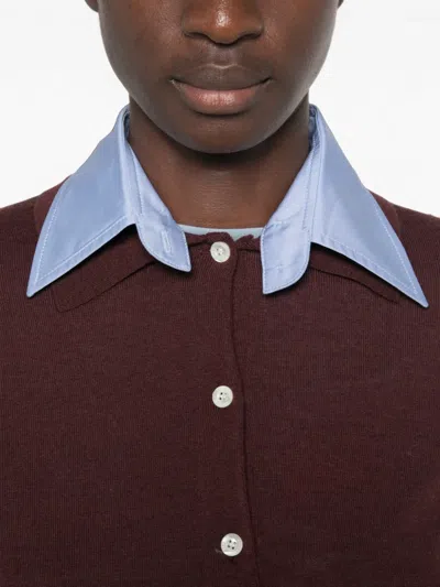 System Button-placket Sweater In Brown
