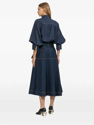 Zimmermann Belted Button-front Skirt In Blue