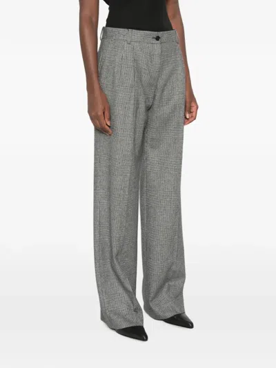 Dolce & Gabbana Check-pattern Pleated Trousers In Gray