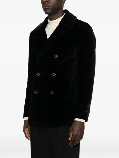 Sealup Double-breasted Coat In Black