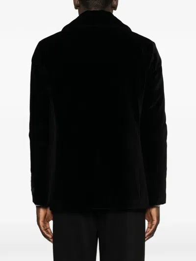 Sealup Double-breasted Coat In Black