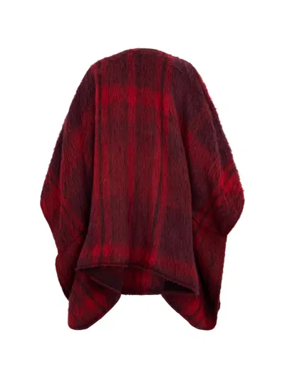 Alberta Ferretti Check-pattern Mohair-blend Poncho In Red