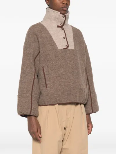 Sessun Contrast-panel Press-stud Jacket In Brown