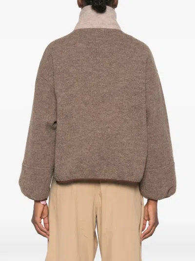 Sessun Contrast-panel Press-stud Jacket In Brown