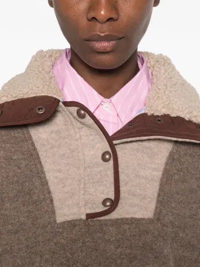 Sessun Contrast-panel Press-stud Jacket In Brown