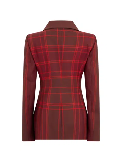 Alberta Ferretti Check-pattern Button-up Jacket In Red