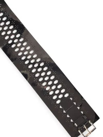 Alberta Ferretti Perforated Belt In Black