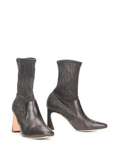Alberta Ferretti Quilted Ruched Ankle Boots In Multi