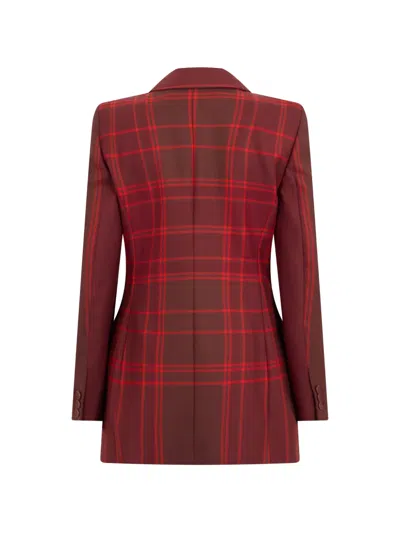 Alberta Ferretti Check-pattern Double-breasted Blazer In Red