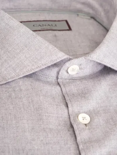 Canali Herringbone-pattern Shirt In Black