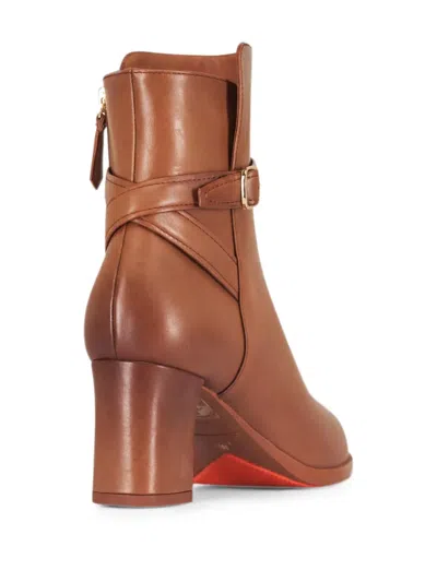 Santoni Buckle-strap Leather Ankle Boots In Brown