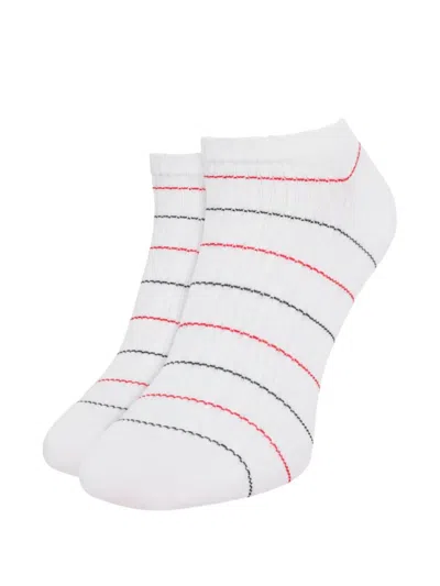 Tommy Hilfiger Stripe-pattern Ribbed-knit Socks In White