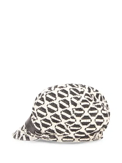 Alberta Ferretti Patterned Leather-trim Cap In Gray
