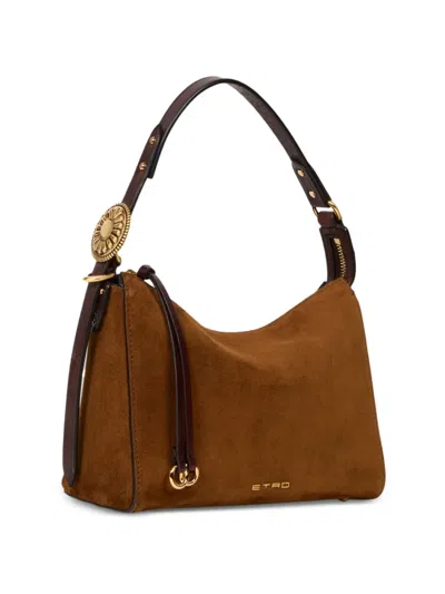 Etro Suede Buckled Shoulder Bag In Pattern