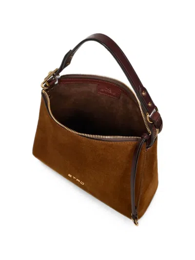 Etro Suede Buckled Shoulder Bag In Pattern