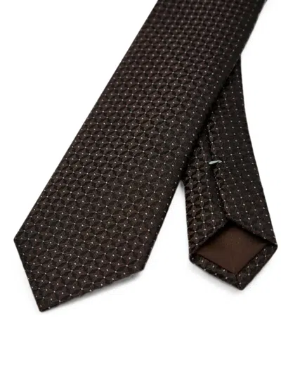 Canali Geometric-pattern Tie In Brown