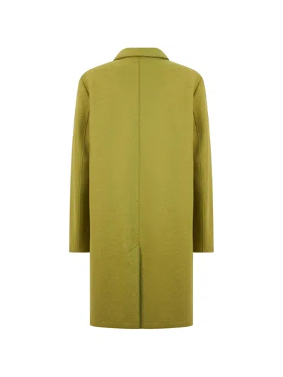Herno Virgin Wool Button-up Coat In Green